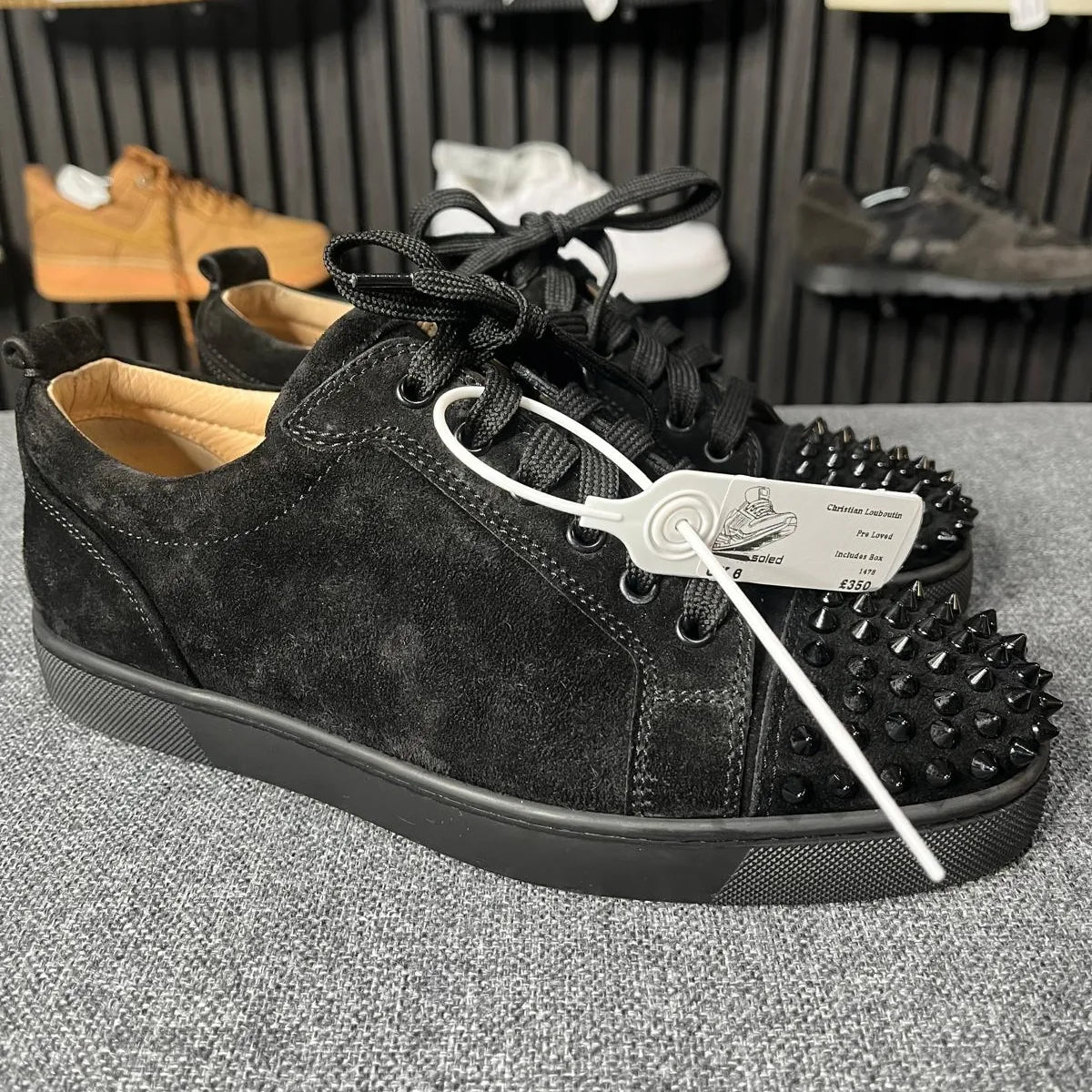 Christian Louboutin Junior Spike Suede Black UK6 EU40